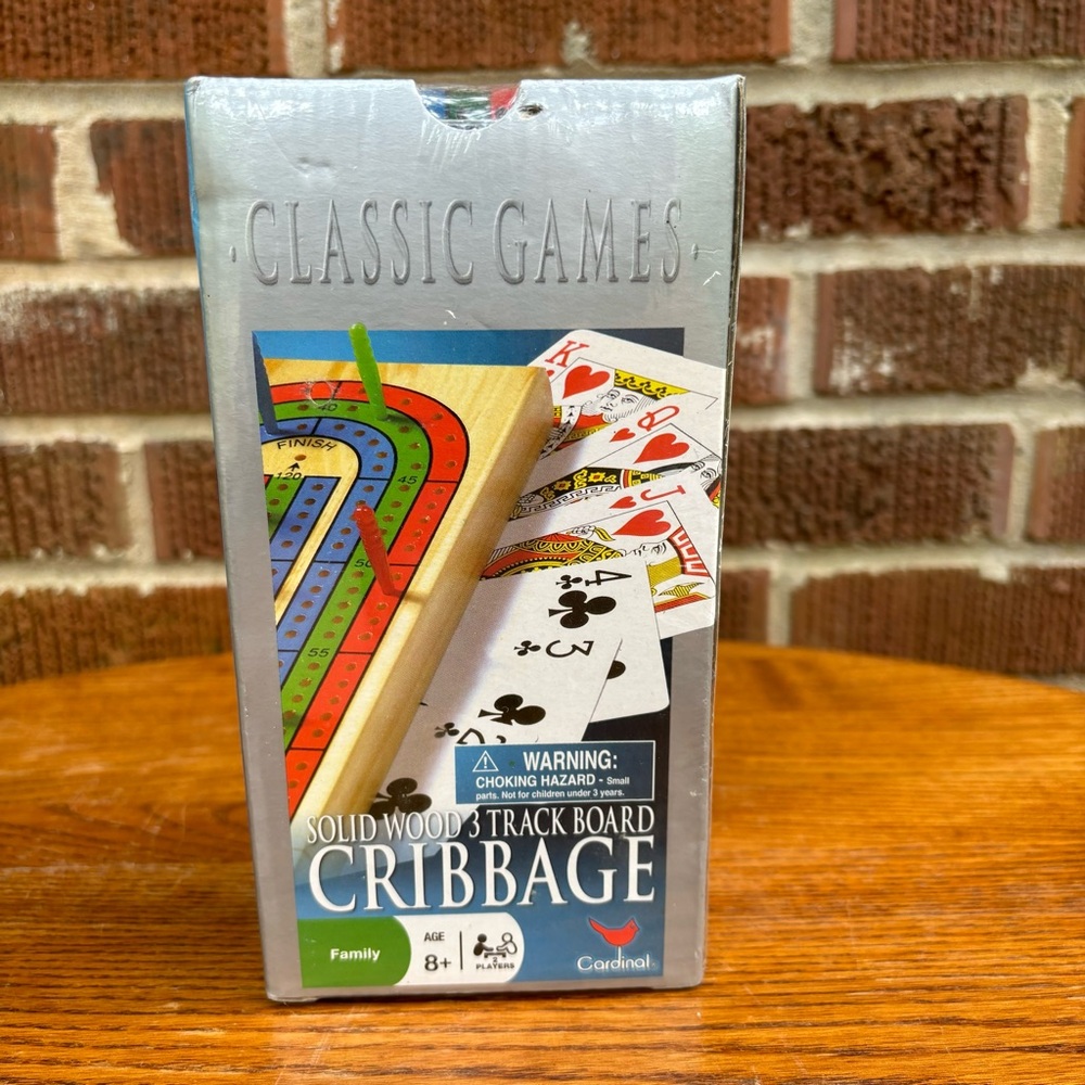 Cardinal Classic Games New in box Solid Wood 3 Track Cribbage Board Game